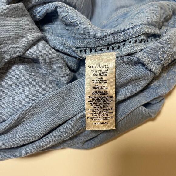 Sundance Nori Tank Sleeveless Blouse Pastel Blue Size XS Lace‎ Embroidered Boho - Picture 5 of 10